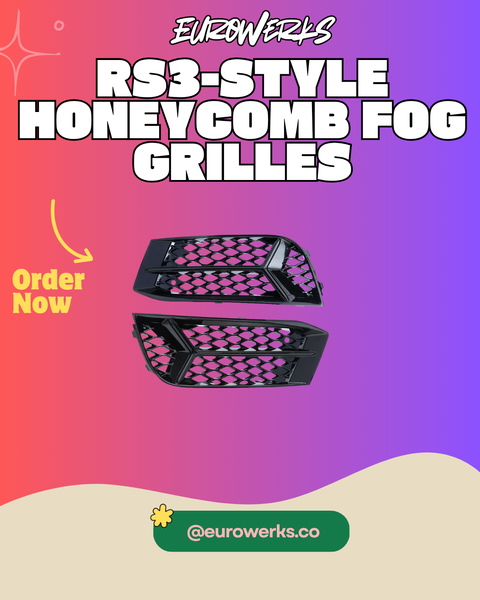 Audi A3 Non S-Line 8V.5 RS3-Style Honeycomb Fog Grilles (Pair)