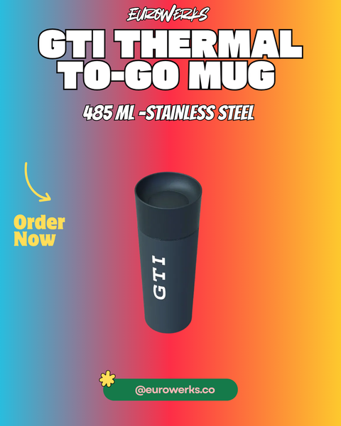 VW GTI Thermal to Go Mug — 485 ml Stainless Steel, Black