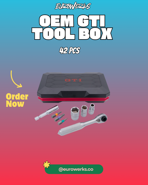 OEM VW GTI Tool Box — 42-Piece, Black / Red