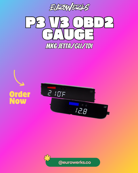P3 V3 OBD2 Vent Gauge — VW MK6 Jetta / GLI / TDI