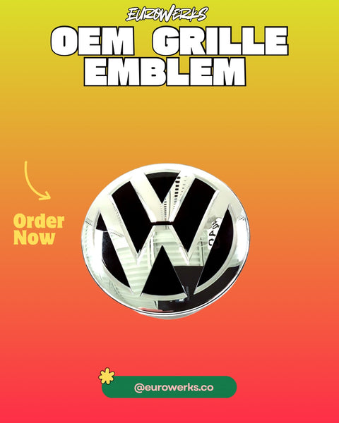 OEM VW Front Grille Emblem - Radar Version, Black/Chrome (Golf 7/7.5, R, Jetta, Passat, Arteon)