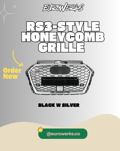 RS-Style Grille — Audi 8V Facelift A3/S3 (Black / Silver)