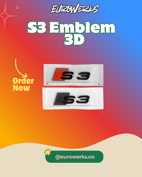 S3 Emblem - 3D - Black/Red Logo Model Lettering