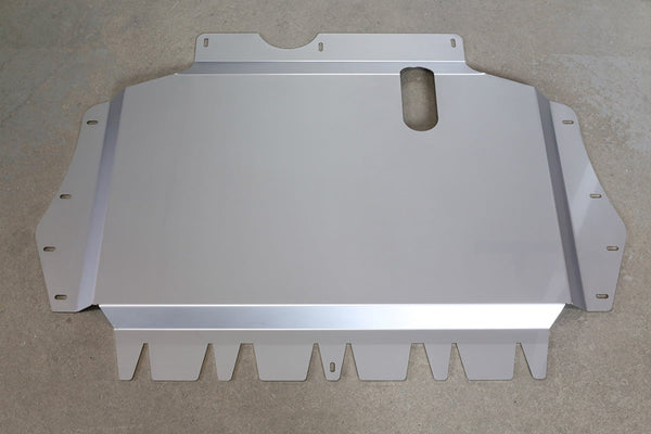 Fabster stainless skid plate drain plug pocket